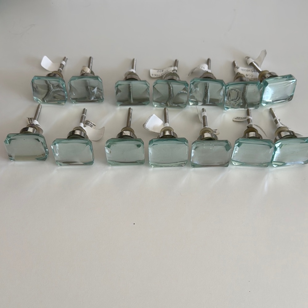 Set of 14 blue mirror glass anthropologie doorknobs NEW